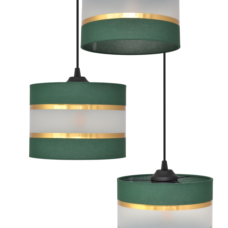 Suspension filaire HELEN 3xE27/15W/230V vert/doré