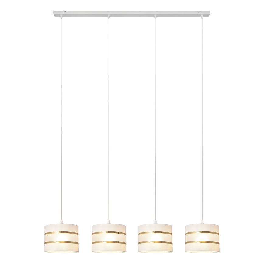 Suspension filaire HELEN 4xE27/15W/230V blanc/doré