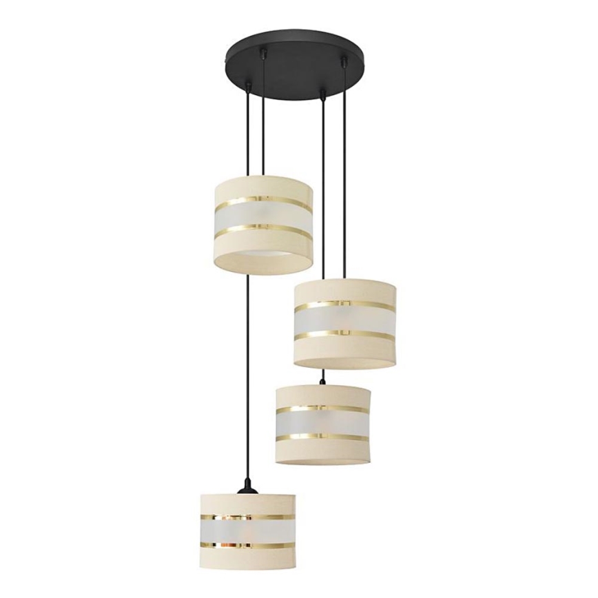 Suspension filaire HELEN 4xE27/15W/230V crème/noir/doré