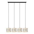 Suspension filaire HELEN 4xE27/15W/230V crème/noir/doré