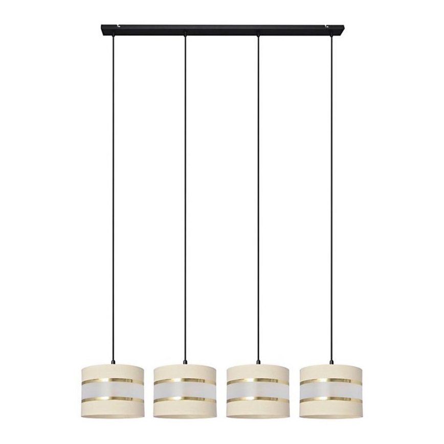 Suspension filaire HELEN 4xE27/15W/230V crème/noir/doré