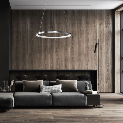 Suspension filaire HOOP LED/27W/230V d. 50 cm 4000K chrome brillant