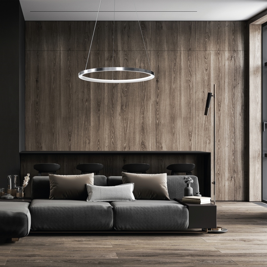 Suspension filaire HOOP LED/27W/230V d. 50 cm 4000K chrome brillant