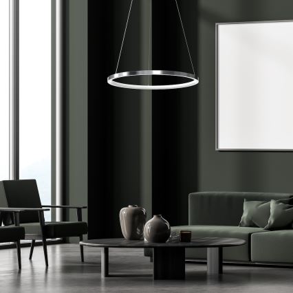 Suspension filaire HOOP LED/27W/230V d. 50 cm 4000K chrome brillant