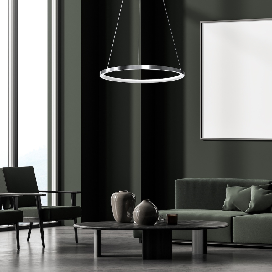 Suspension filaire HOOP LED/27W/230V d. 50 cm 4000K chrome brillant