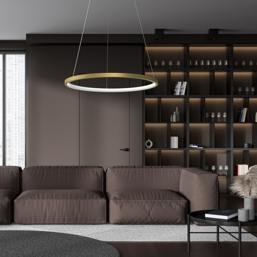 Suspension filaire HOOP LED/27W/230V d. 50 cm 4000K doré