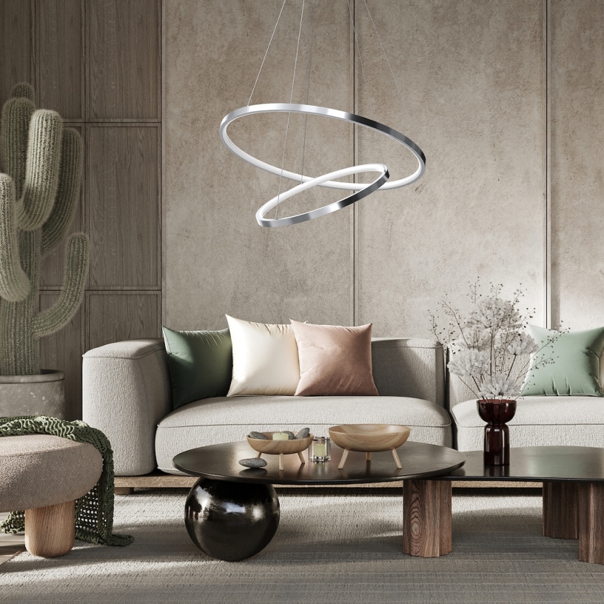 Suspension filaire HOOP LED/51W/230V d. 60 cm 4000K chrome brillant