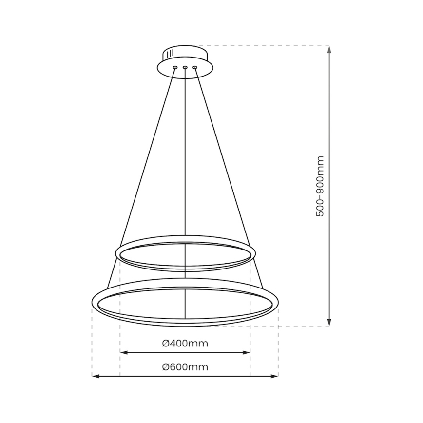 Suspension filaire HOOP LED/51W/230V d. 60 cm 4000K noir