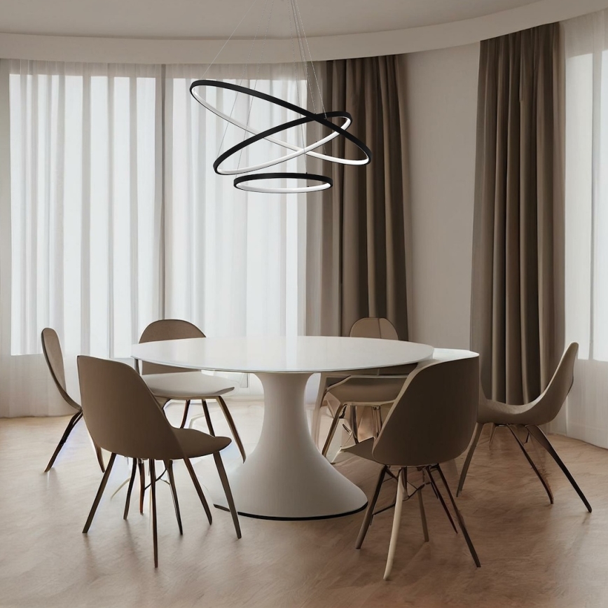 Suspension filaire HOOP LED/93W/230V d. 60 cm 4000K noir