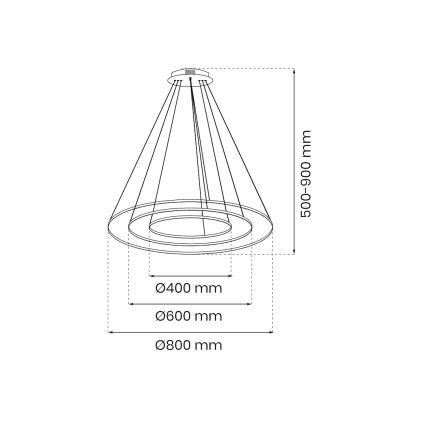 Suspension filaire HOOP LED/93W/230V d. 60 cm 4000K noir