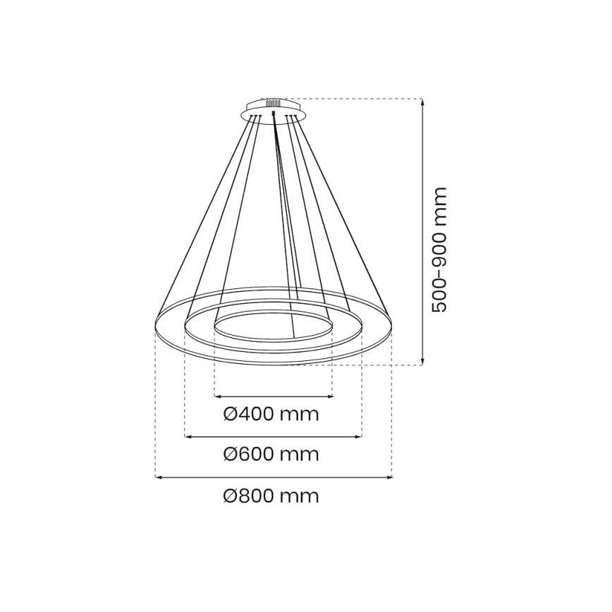 Suspension filaire HOOP LED/93W/230V d. 60 cm 4000K noir