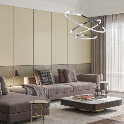 Suspension filaire HOOP LED/93W/230V d. 80 cm 4000K chrome brillant