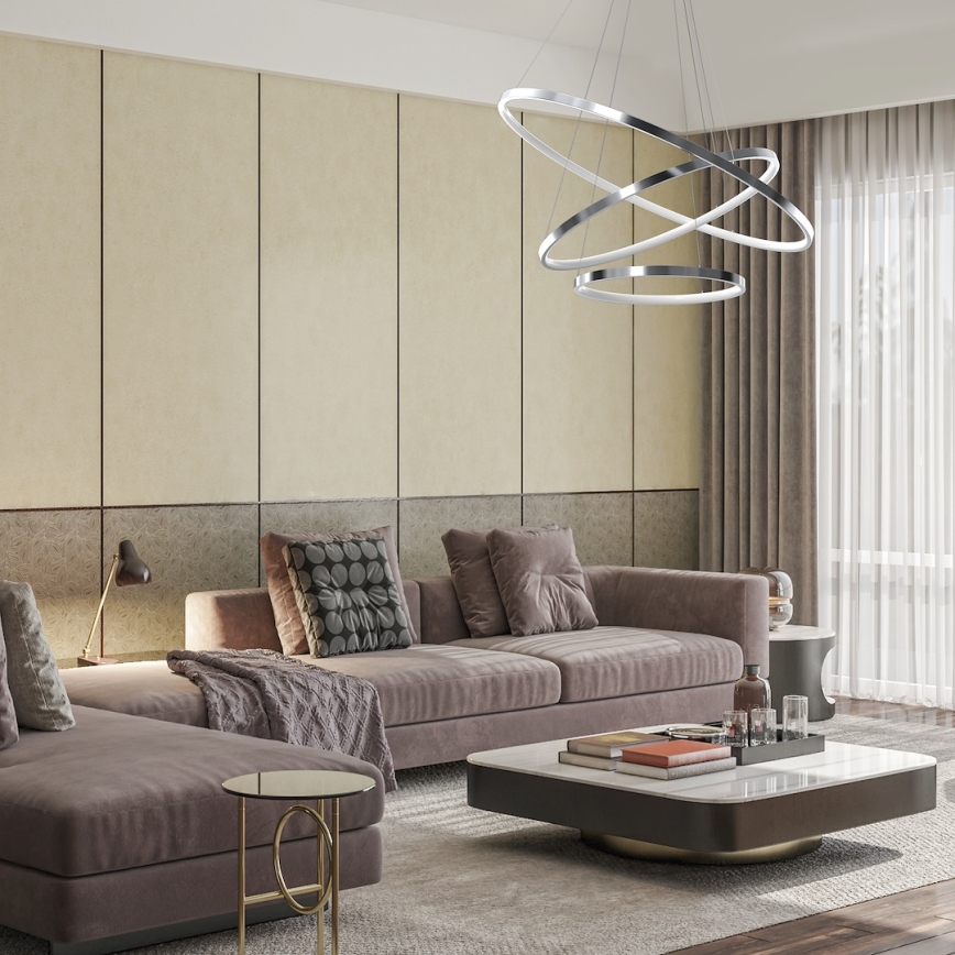 Suspension filaire HOOP LED/93W/230V d. 80 cm 4000K chrome brillant