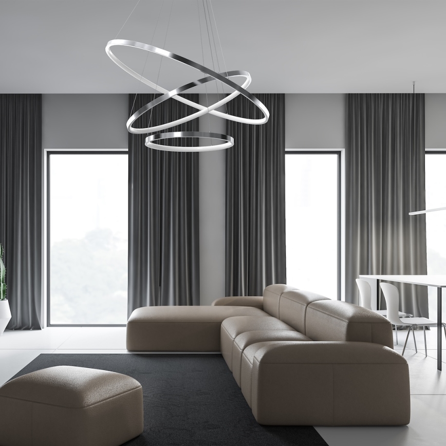 Suspension filaire HOOP LED/93W/230V d. 80 cm 4000K chrome brillant