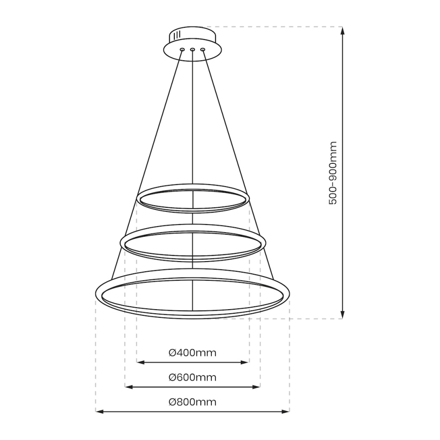 Suspension filaire HOOP LED/93W/230V d. 80 cm 4000K chrome brillant