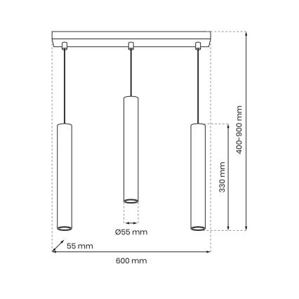 Suspension filaire HUDSON 3xGU10/8W/230V blanc