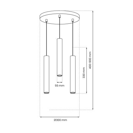 Suspension filaire HUDSON 3xGU10/8W/230V noir