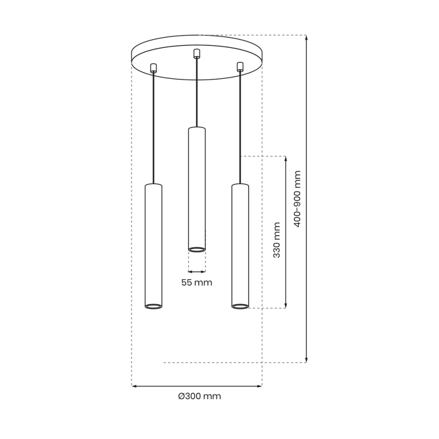 Suspension filaire HUDSON 3xGU10/8W/230V noir