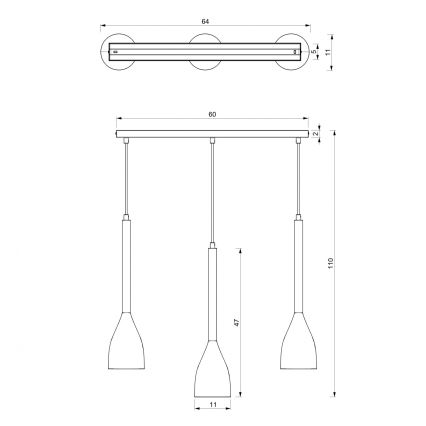 Suspension filaire ISTAPPAR 3xE27/60W/230V noir