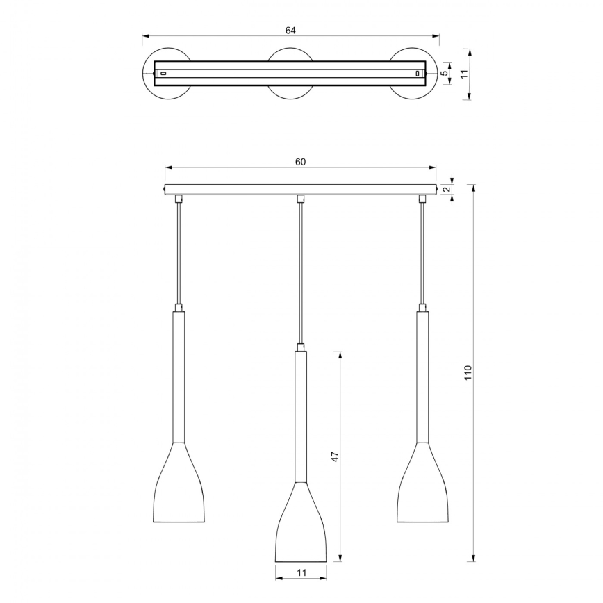 Suspension filaire ISTAPPAR 3xE27/60W/230V noir
