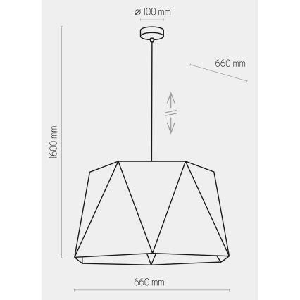 Suspension filaire IVO 1xE27/25W/230V noire/dorée