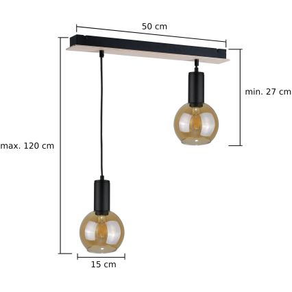 Suspension filaire JANTAR WOOD 2xE27/60W/230V