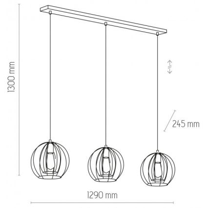 Suspension filaire JAULA 3xE27/60W/230V