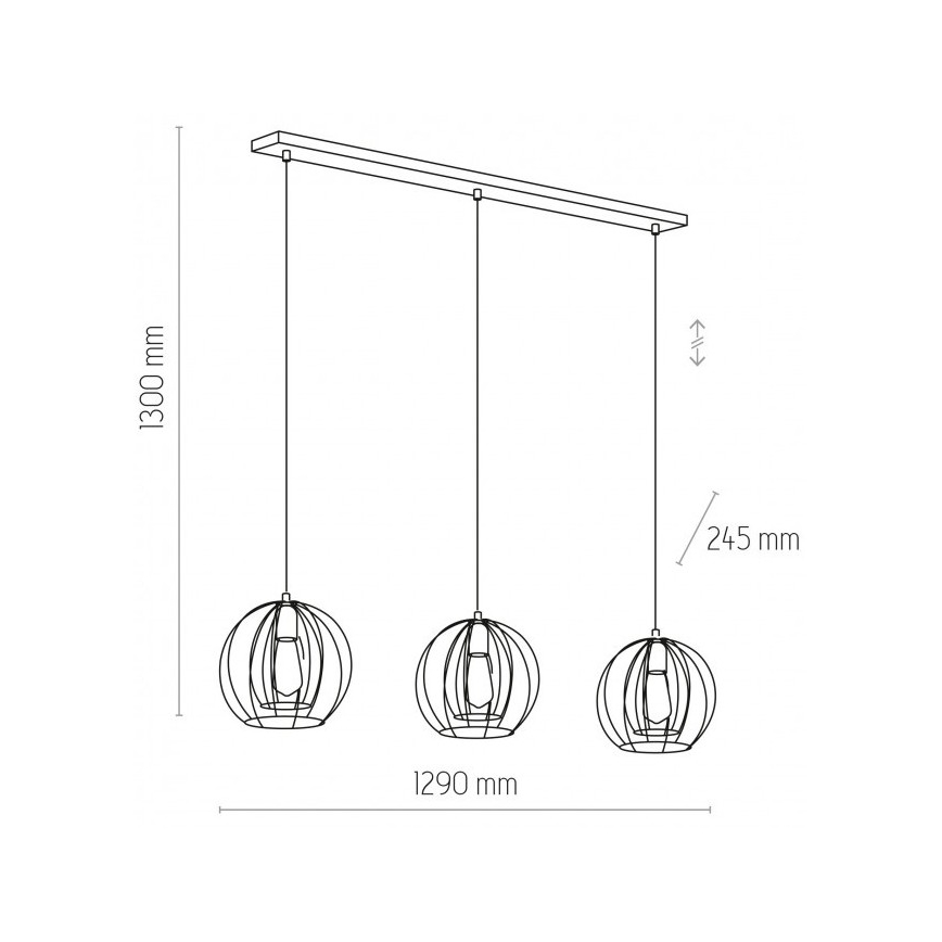 Suspension filaire JAULA 3xE27/60W/230V