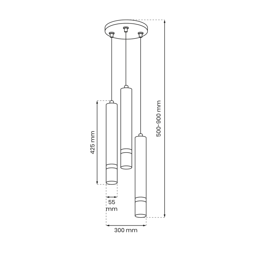 Suspension filaire JOKER 3xGU10/8W/230V noir/chrome brillant