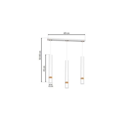 Suspension filaire JOKER WHITE WOOD 3xGU10/8W/230V