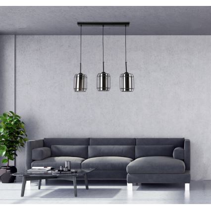 Suspension filaire JONERA 3xE27/40W/230V noir