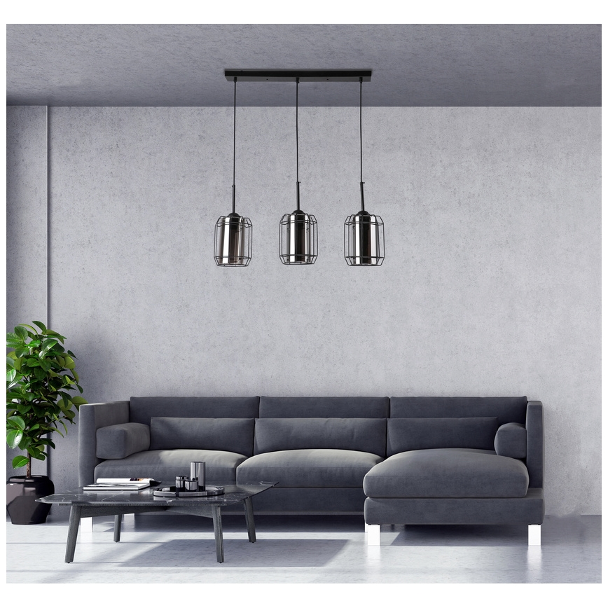 Suspension filaire JONERA 3xE27/40W/230V noir