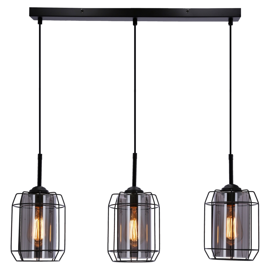Suspension filaire JONERA 3xE27/40W/230V noir