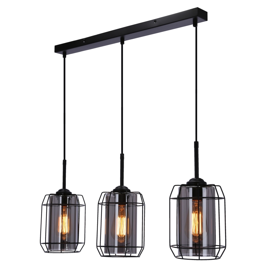 Suspension filaire JONERA 3xE27/40W/230V noir