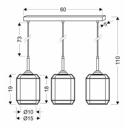Suspension filaire JONERA 3xE27/40W/230V noir