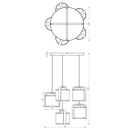 Suspension filaire JONKO 5xE27/60W/230V