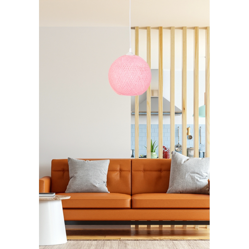 Suspension filaire JUTE 1xE27/60W/230V rose