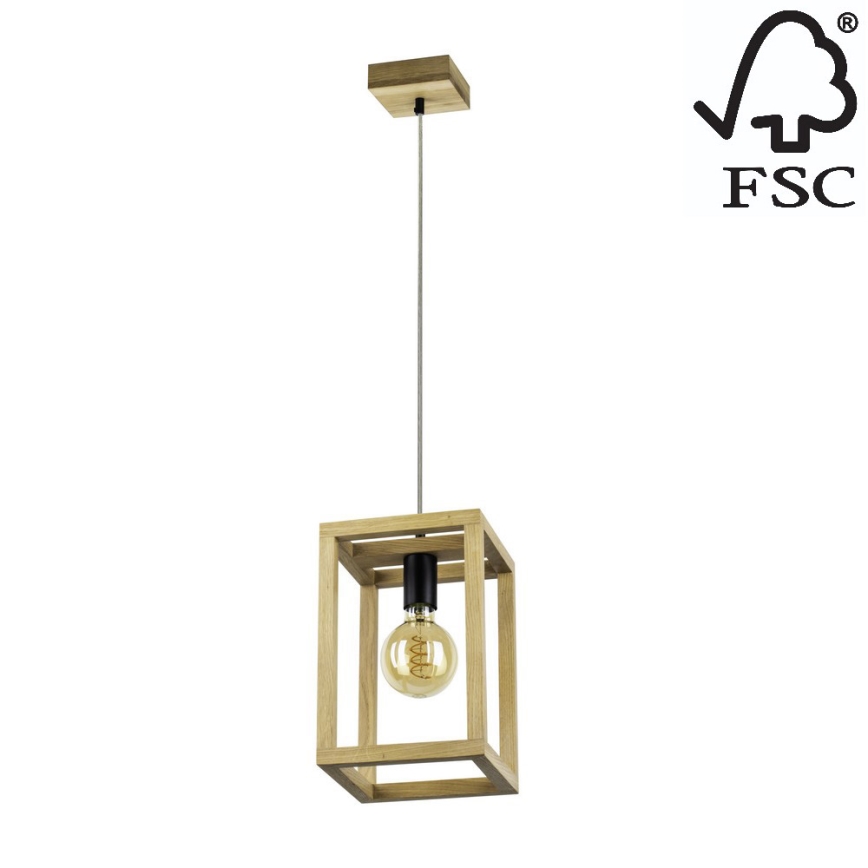 Suspension filaire KAGO 1xE27/60W/230V chêne mat - certifié FSC