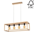 Suspension filaire KAGO 4xE27/60W/230V chêne mat - certifié FSC