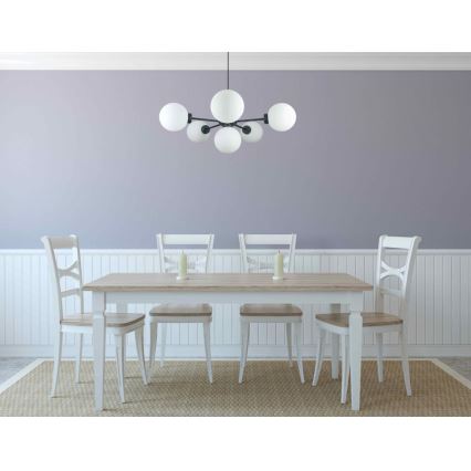 Suspension filaire KALIOPE 6xE14/50W/230V noir/blanc