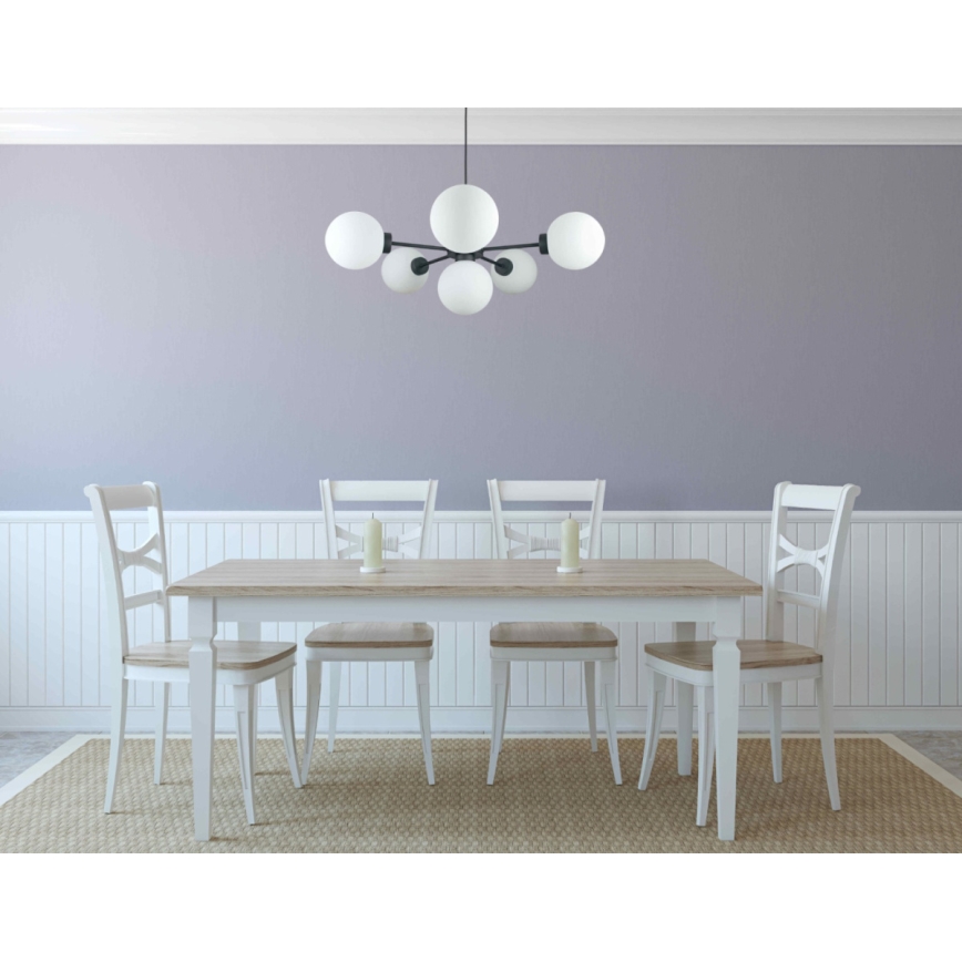 Suspension filaire KALIOPE 6xE14/50W/230V noir/blanc