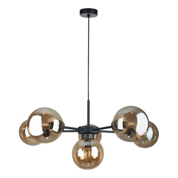 Suspension filaire KALIOPE II 6xE14/50W/230V noir/fumé beige
