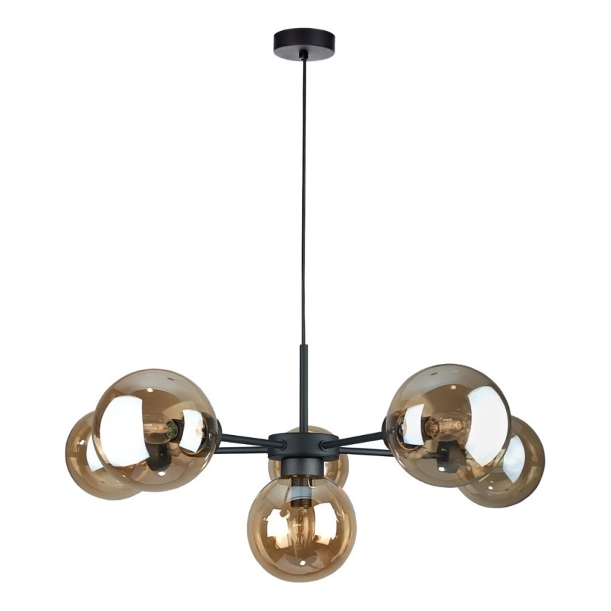 Suspension filaire KALIOPE II 6xE14/50W/230V noir/fumé beige