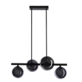 Suspension filaire KAMA 4xG9/28W/230V noir/fumé noir