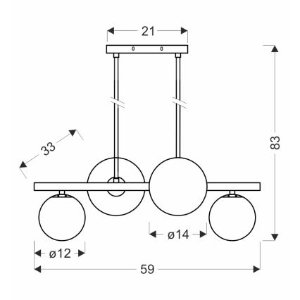 Suspension filaire KAMA 4xG9/28W/230V noir/fumé noir