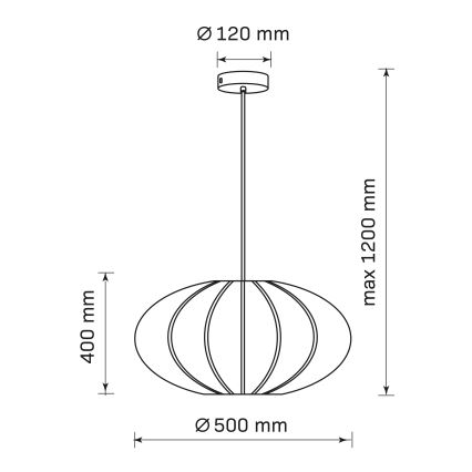 Suspension filaire KINU 1xE27/20W/230V d. 50 cm noir