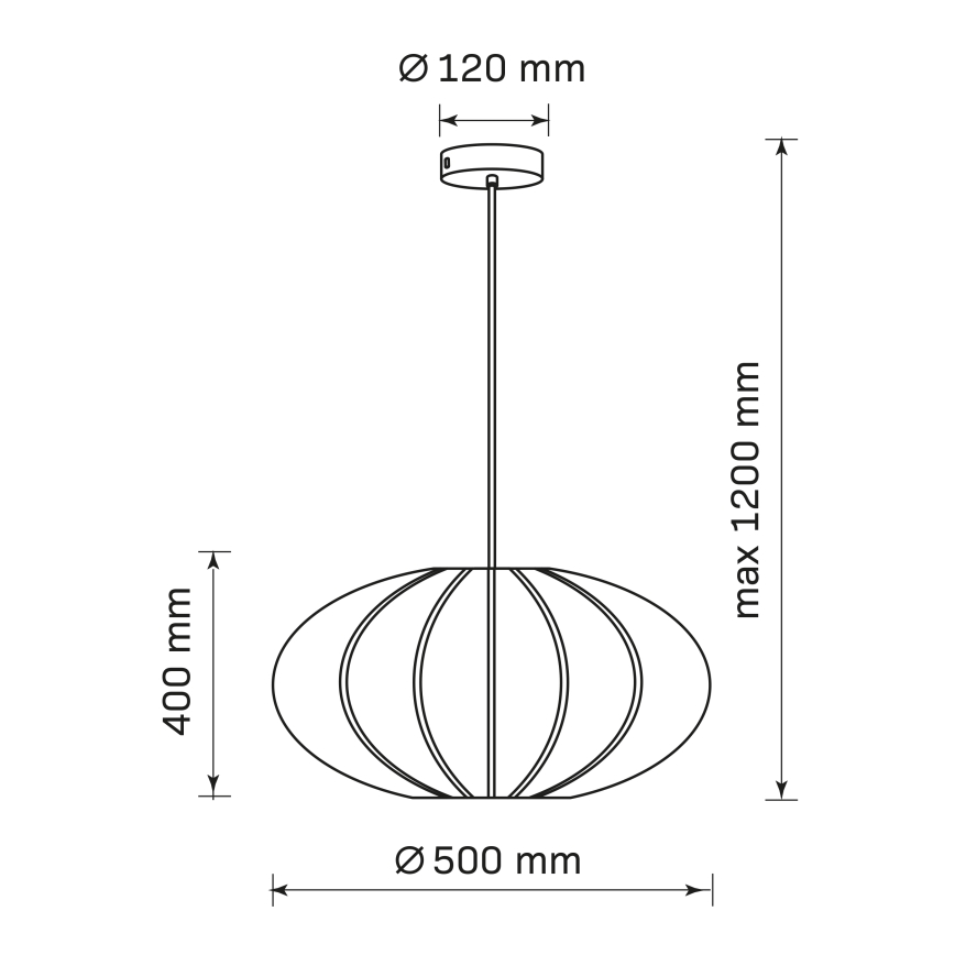 Suspension filaire KINU 1xE27/20W/230V d. 50 cm noir