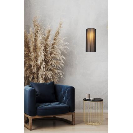 Suspension filaire KIOTO 1xE27/40W/230V d. 18 cm noir/hêtre
