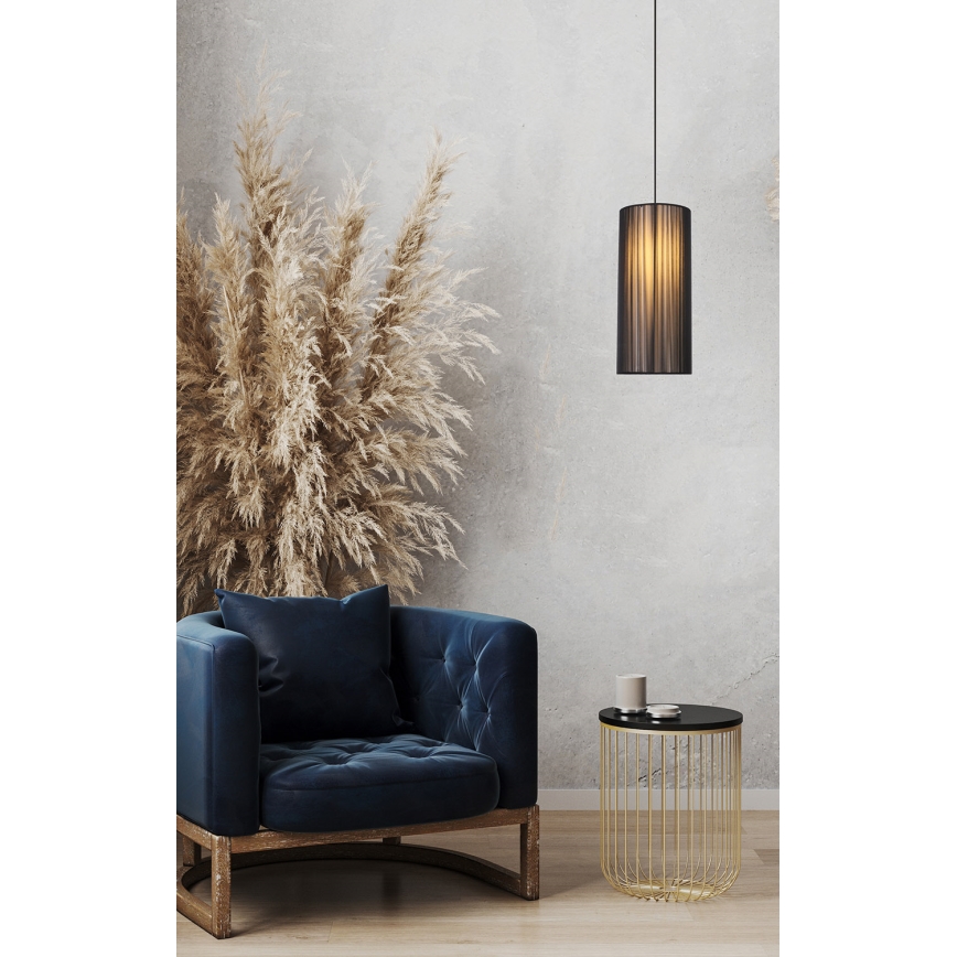 Suspension filaire KIOTO 1xE27/40W/230V d. 18 cm noir/hêtre