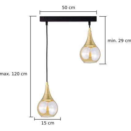 Suspension filaire LACRIMA HONEY 2xE27/60W/230V